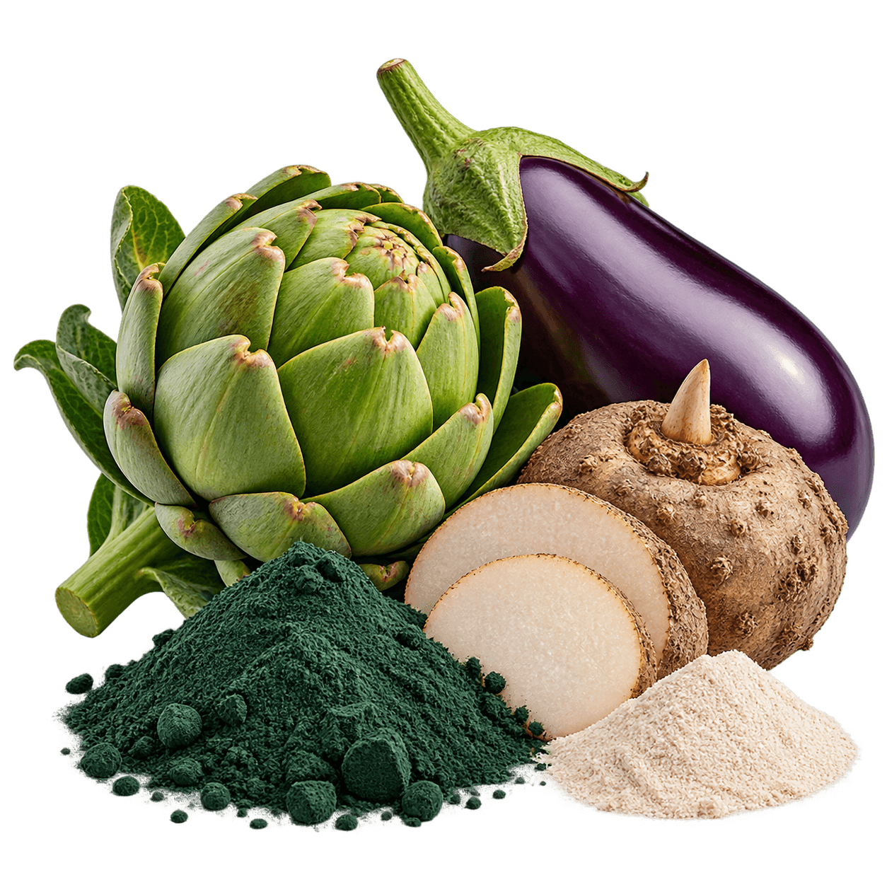 Alcachofa, Berenjena y Spirulina